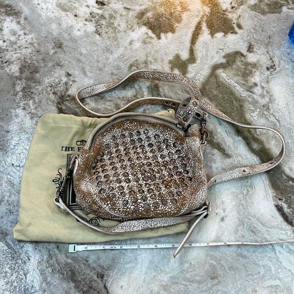 Frye Metallic Silver Studded Crossbody Bag